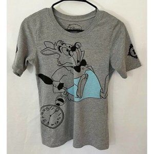 Alice In Wonderland Official Disney Shirt Size M (7-9) White Rabbit Graphic EUC